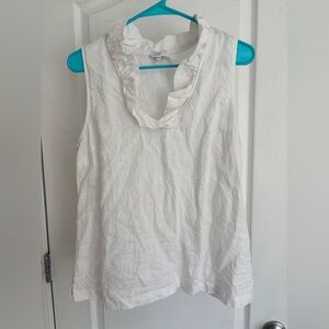 Crown & Ivy Ruffled Neck White Blouse